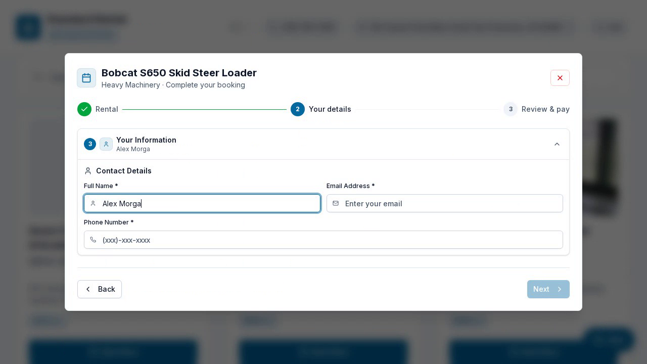 Customers enter their details after choosing dates.